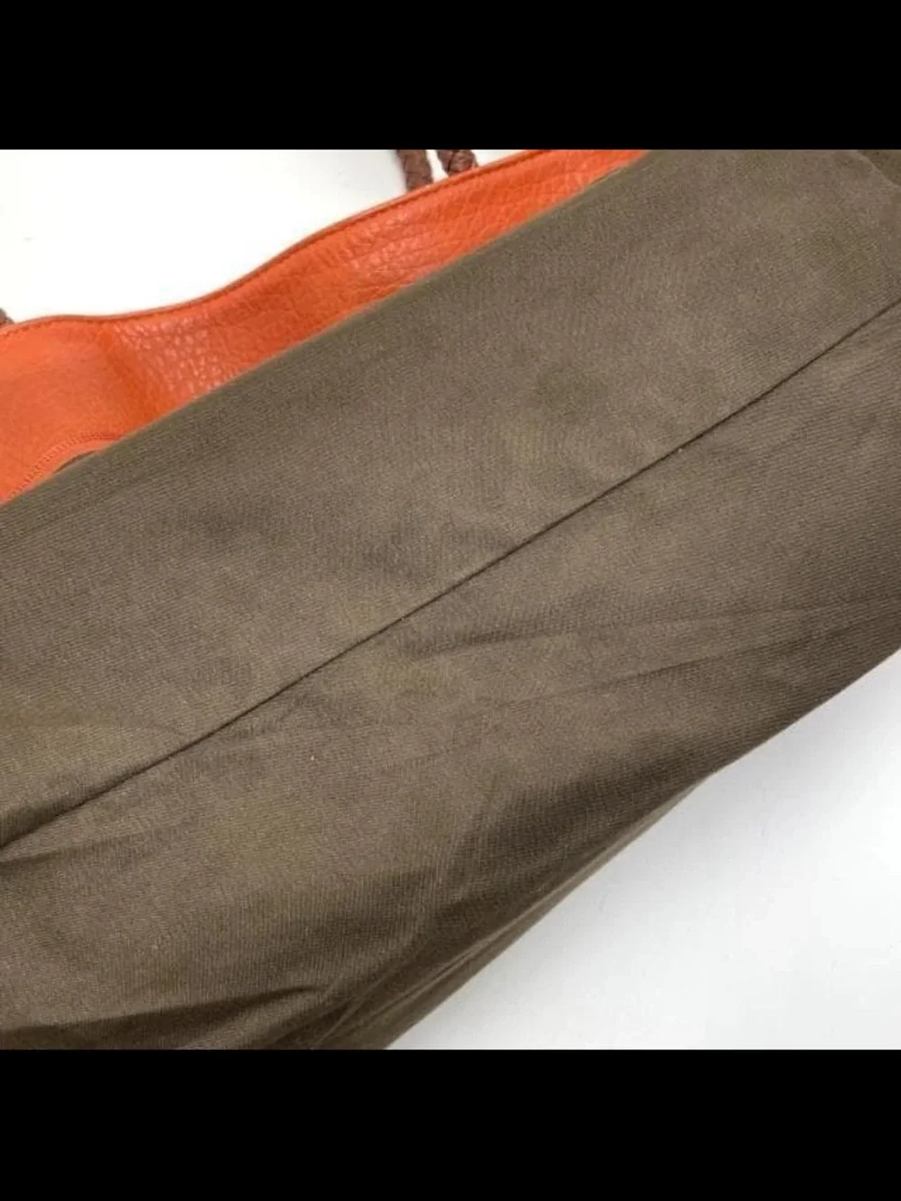 Mulberry Orange Leather Tote with Braided Brown Handles